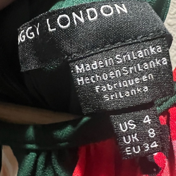 Maggy London Lottie Wide Leg Knit Crop Jumpsuit Jumper Size 4 Green Red Floral - Picture 6 of 15